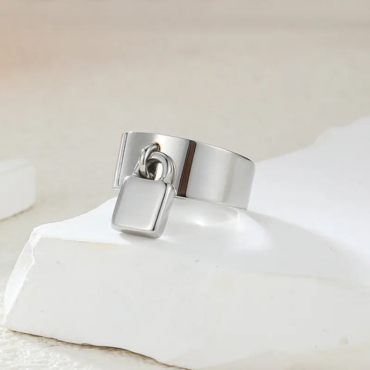 Forever Lock Charm Open Ring