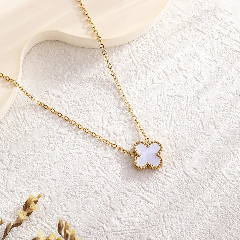 Four Leaf Clover Shell Necklace